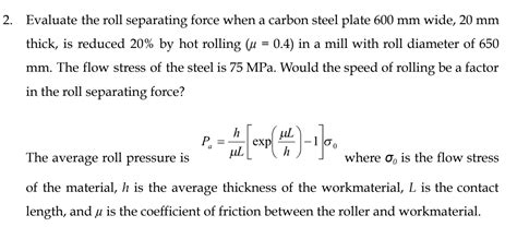 roll separating force formula